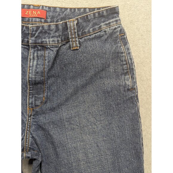VINTAGE Zena Jeans Shorts Womens 14 Blue Denim Bermuda Cutoff Raw Hem 2000s - Picture 3 of 14